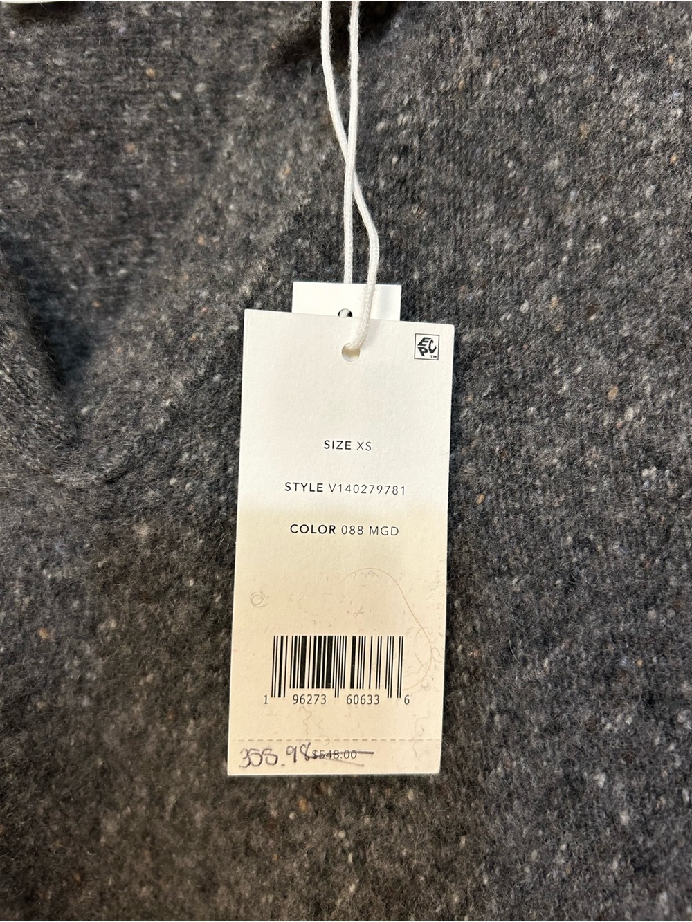 Vince Donegal Plush Cashmere Dolman-Sleeve Polo Sweater in Medium Heather Grey - Picture 6 of 8